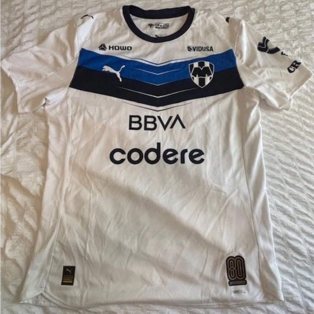Puma Monterrey Rayados Soccer Jersey White Blue Liga MX Futbol Shirt Men’s Large